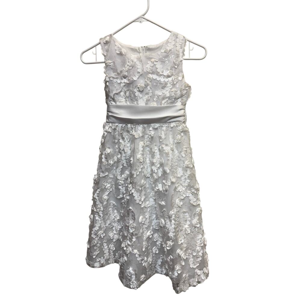 Girls Special Occasion Dress size 8 white sparkle first communion flower girl